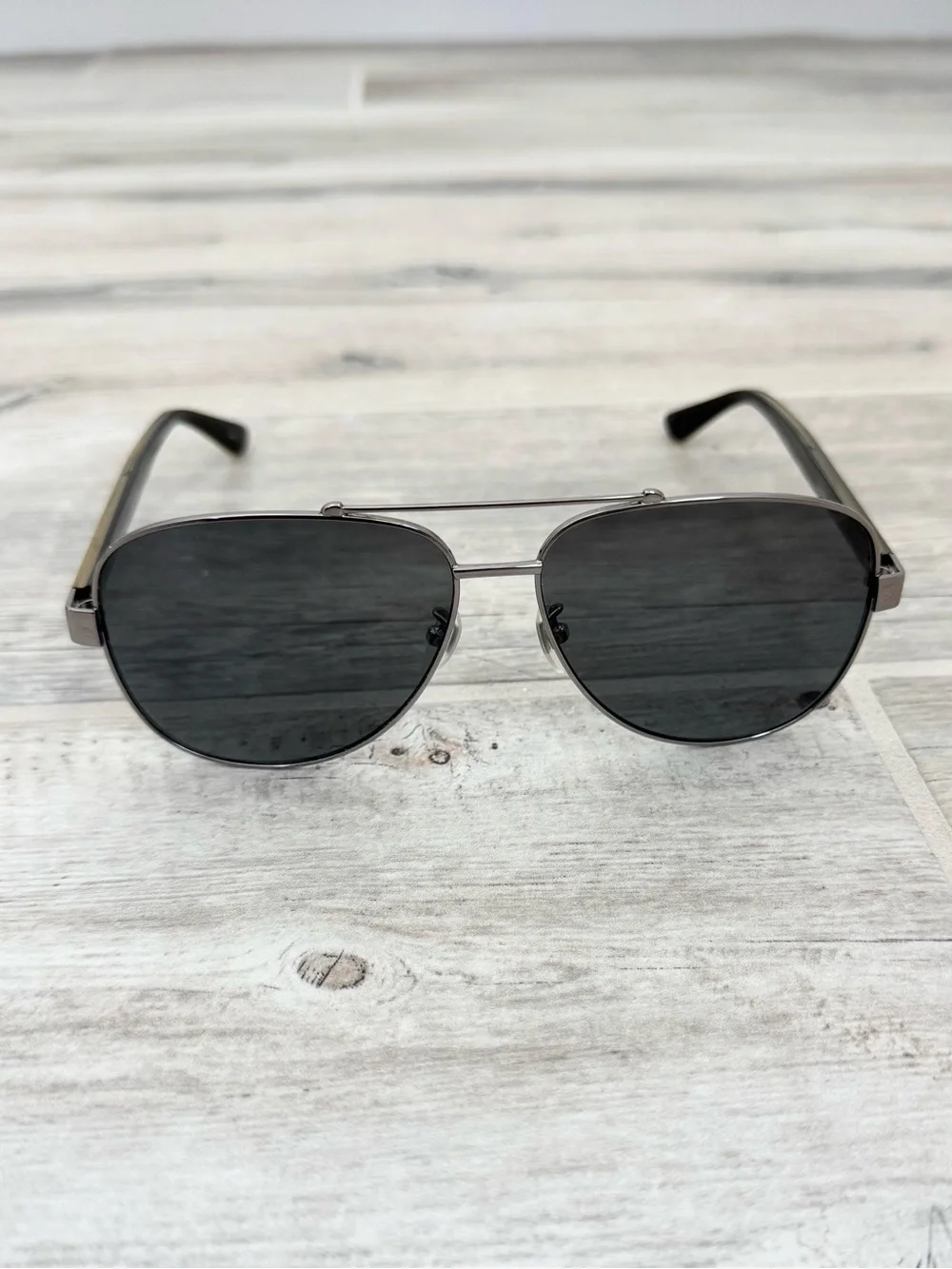 Gucci Silver Pilot Grey Polarized Sunglasses